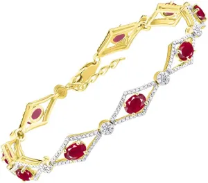 RYLOS Women's 925 Yellow Gold Plated Silver Tennis Bracelet - Gemstone & Diamonds - Adjustable to Fit 7-8" Wrist - 9 Beautiful 6X4MM Birthstone Options - Stunning Jewelry for Women - Friendship Bracelets