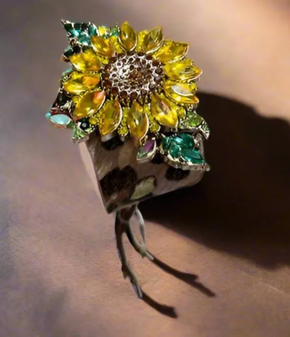 Sandra Ling - Wild Sunflower Leopard Genuine Leather Bracelet
