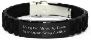 Sarcasm Auditor Gifts, Sorry I'm Already, Best Birthday Black Glidelock Clasp Bracelet Gifts For Coworkers From Colleagues, Friendship