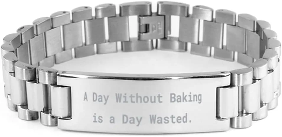 Sarcasm Baking Ladder Bracelet, A Day Without Baking is a Day Wasted, Unique Idea Engraved Bracelet For Friends From Friends, Friendship ladder bracelet, Friendship bracelet, Gift for friend