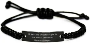 Sarcasm Groundskeeper Gifts, All Men Are Created Equal but the, Unique Idea Black Rope Bracelet For Coworkers From Coworkers, Friendship, Gift for friend, Friendship bracelet