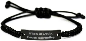 Sarcasm Journaling Gifts, When in Doubt, Funny Birthday Black Rope Bracelet For Men Women, Engraved Bracelet From Friends, Best friend bracelet, Black friendship bracelet, Rope bracelet friendship