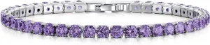 Savlano 14K Gold Plated Cubic Zirconia Round 4MM Classic Tennis Bracelet For Women