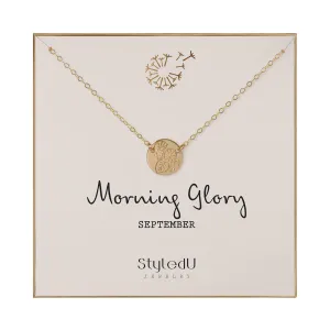 September Birth Flower Necklace for Women, 14K Gold Filled Morning Glory Pendant Necklace, Personalized September Birthday Gift, Personalized Birth Month Flower Jewelry
