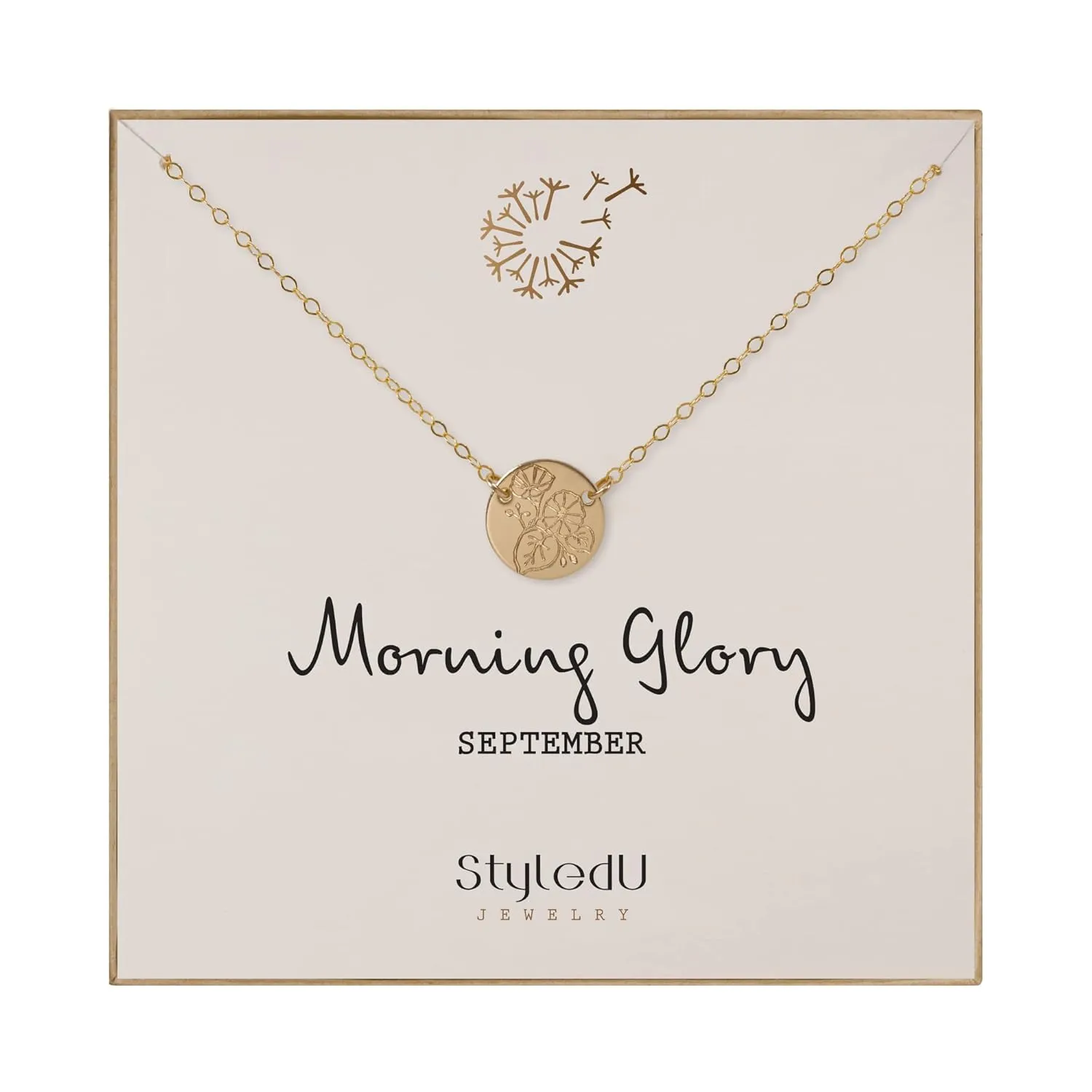 September Birth Flower Necklace for Women, 14K Gold Filled Morning Glory Pendant Necklace, Personalized September Birthday Gift, Personalized Birth Month Flower Jewelry
