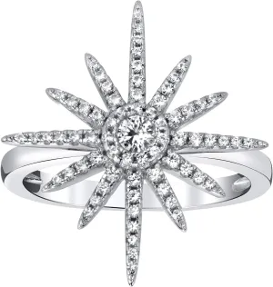 SERAFINA  Womens White Sapphire Starburst Earrings Pendant Necklace Ring Set in 925 Sterling Silver with Lobster Clasp and 18" Chain For Her