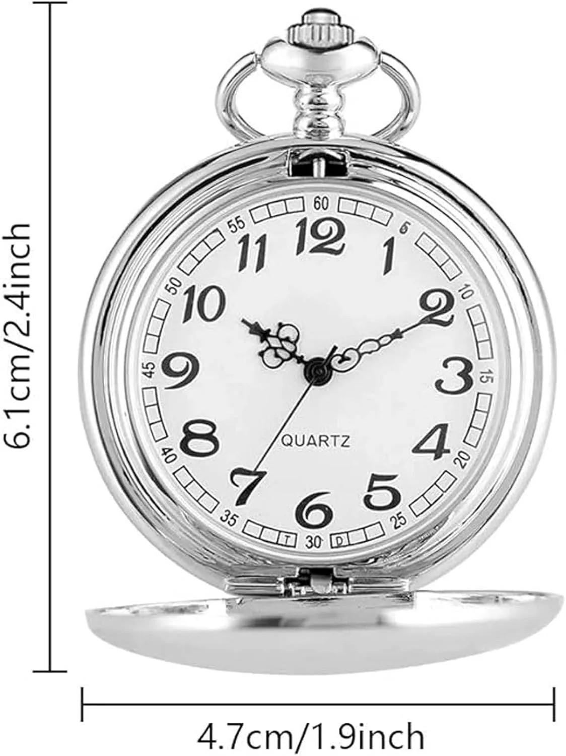 Set of 2 Classic Pocket Watch with Chain for Men and Women