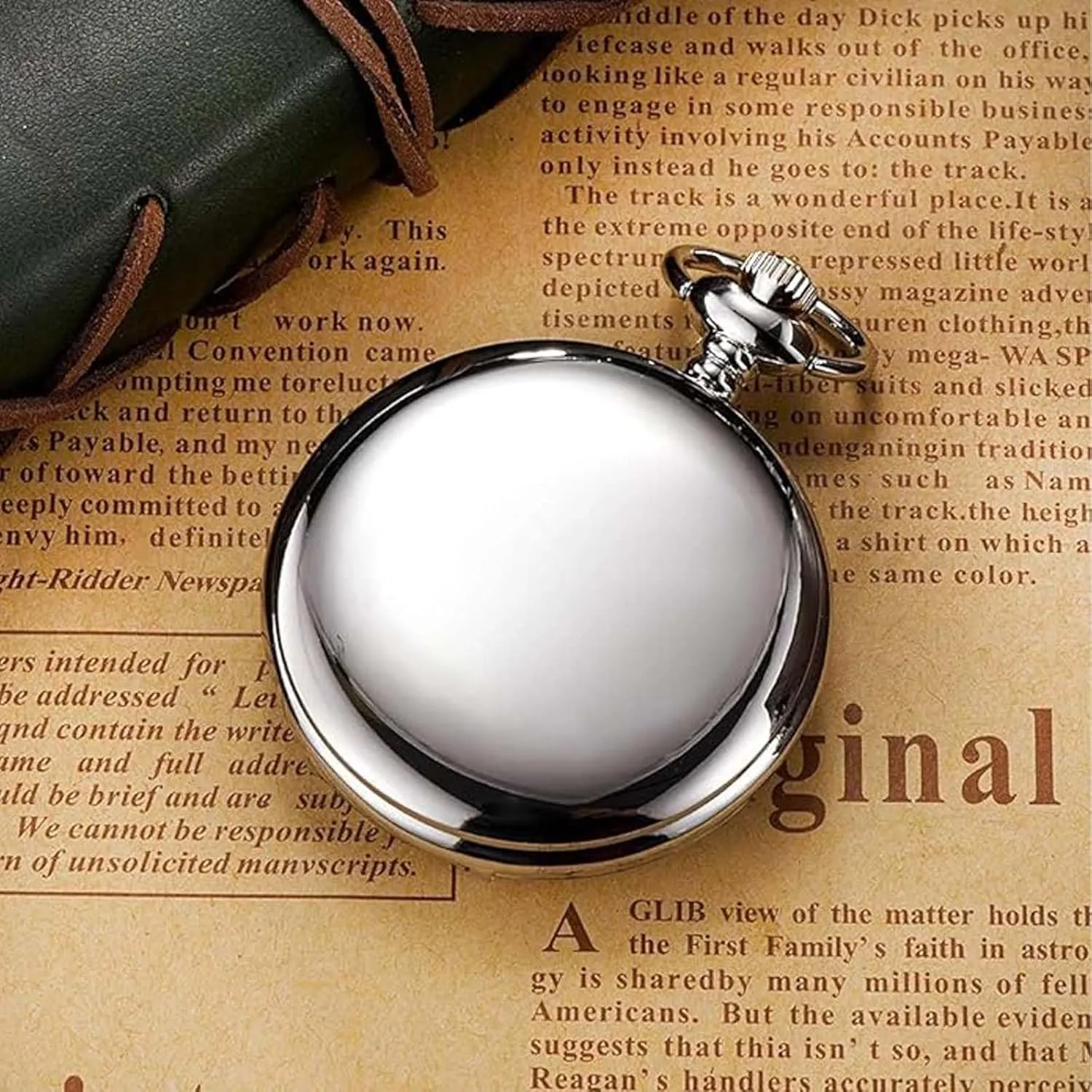 Set of 2 Classic Pocket Watch with Chain for Men and Women