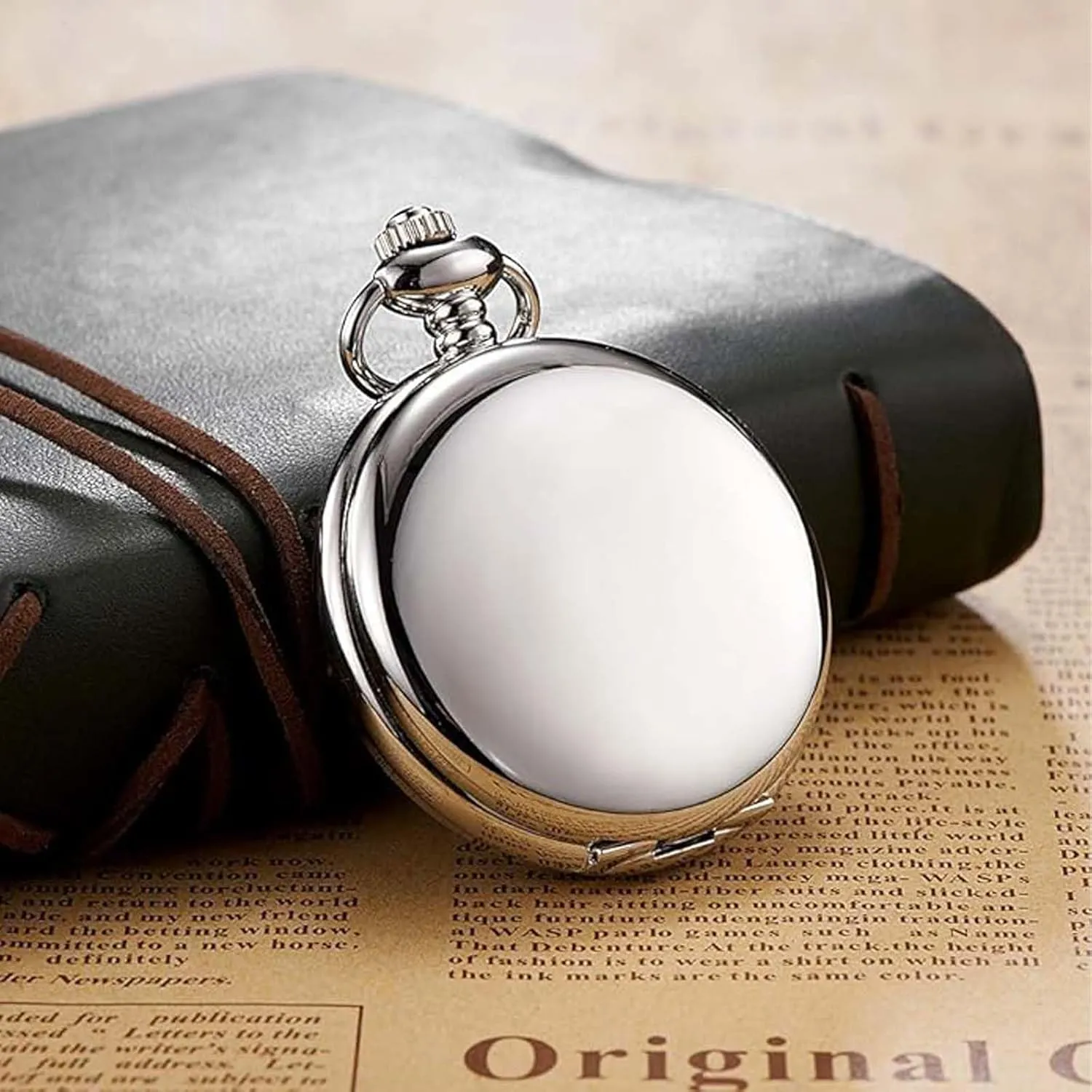Set of 2 Classic Pocket Watch with Chain for Men and Women