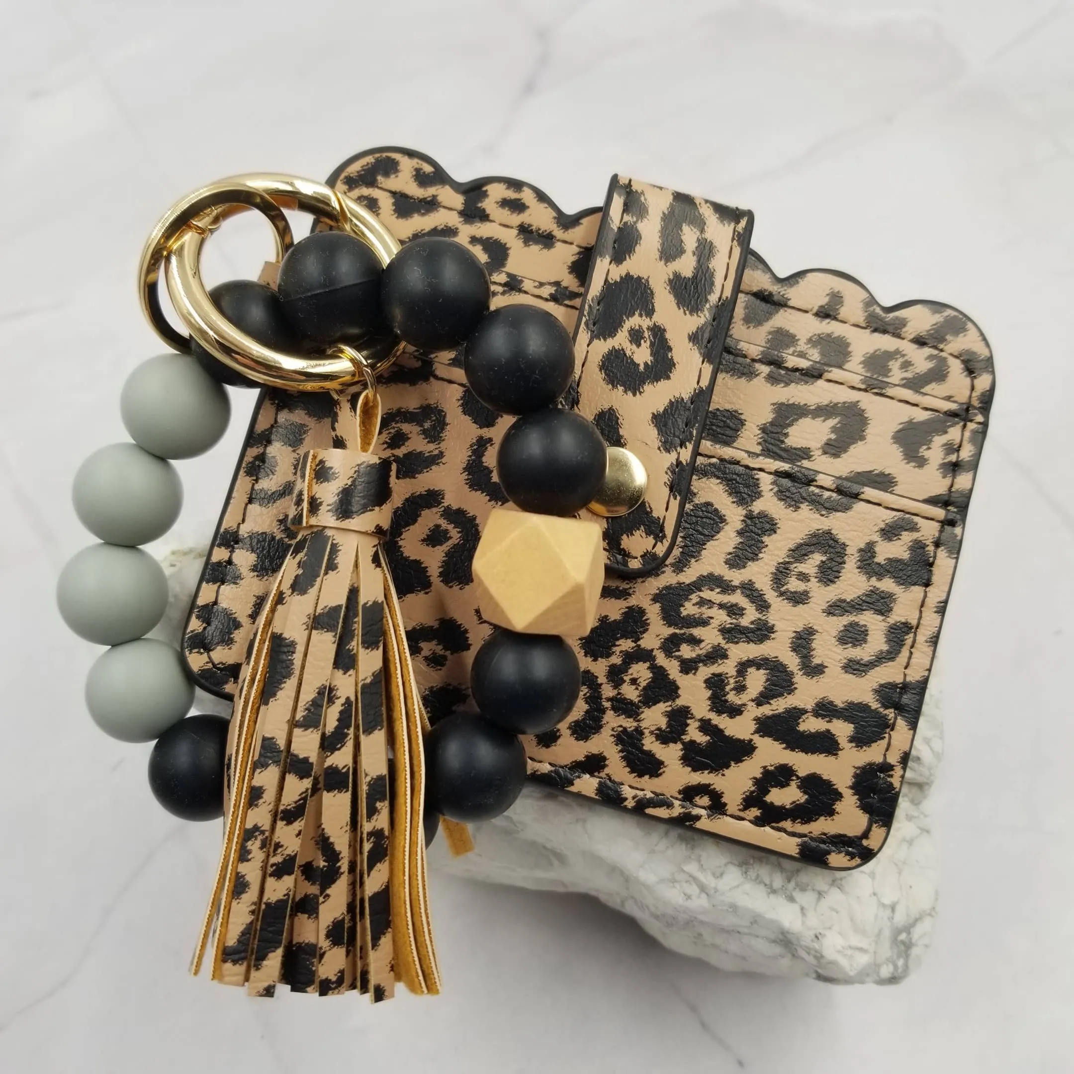Silicone Bead Keychain   Card Holder