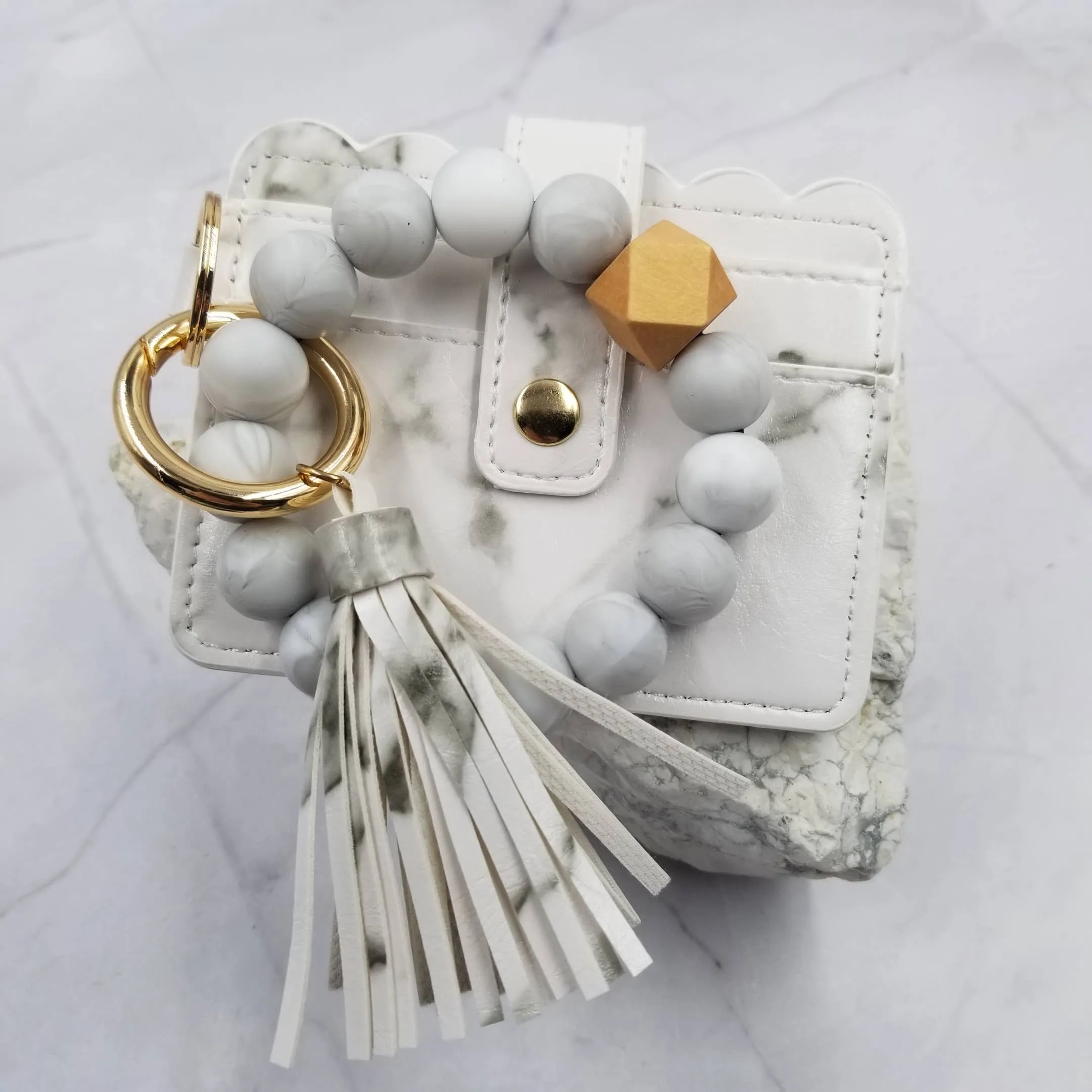 Silicone Bead Keychain   Card Holder