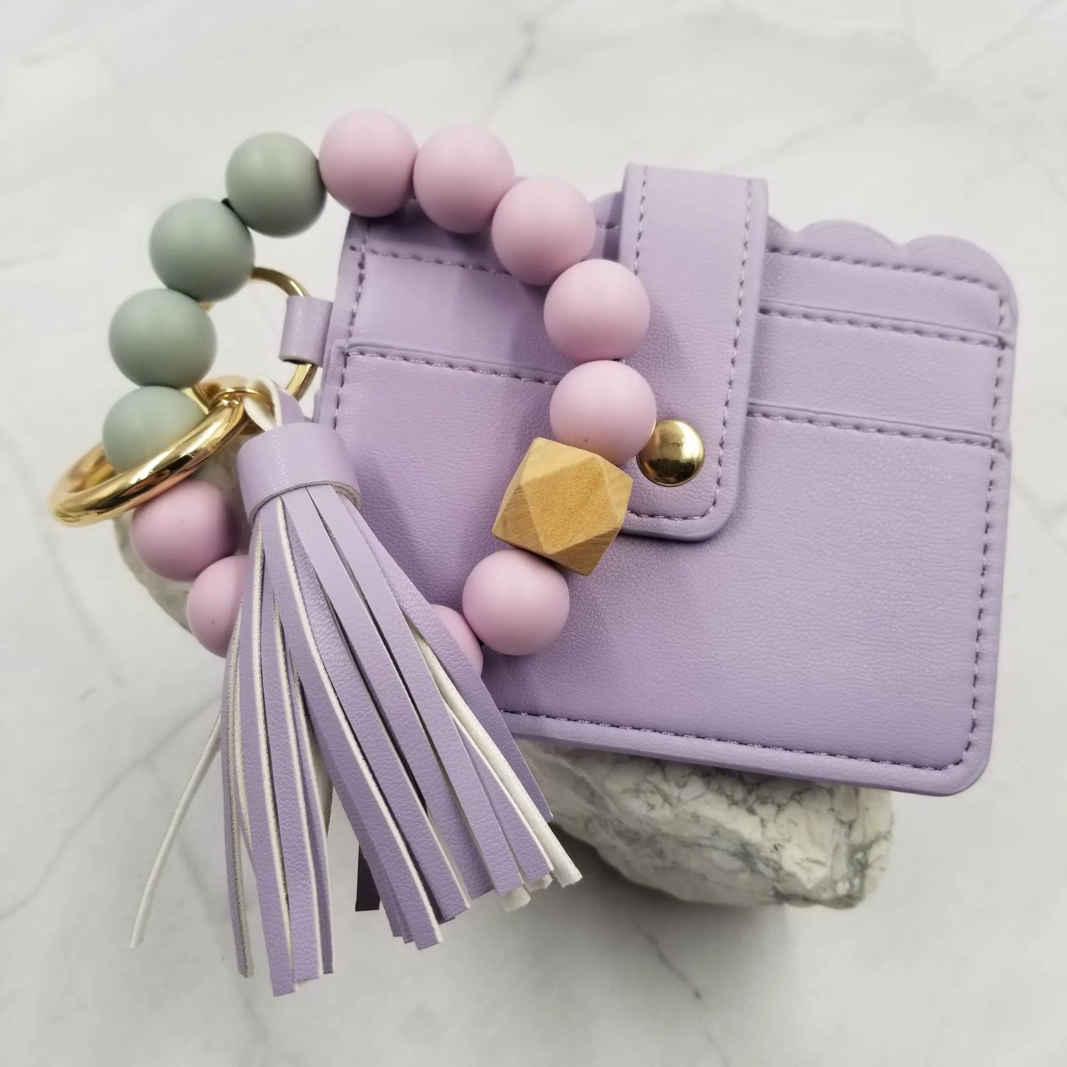 Silicone Bead Keychain   Card Holder