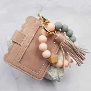 Silicone Bead Keychain   Card Holder