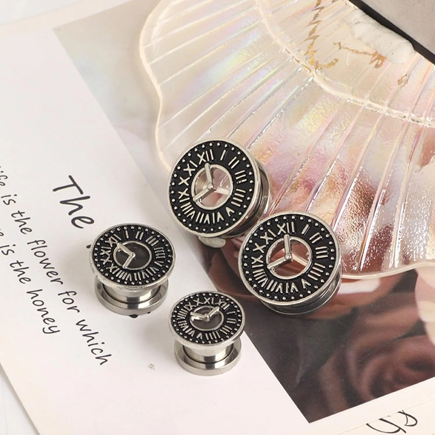 Silver Ear Plugs Jewelry, Screw Gauge Stretching Kit Plugs Stainless Steel Unique Tunnels Ear Piercing Jewelry
