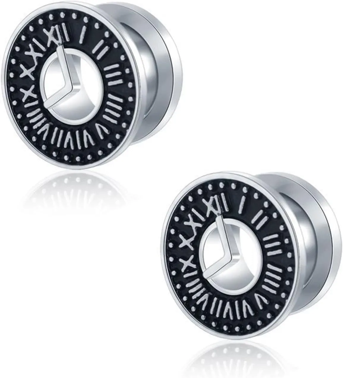 Silver Ear Plugs Jewelry, Screw Gauge Stretching Kit Plugs Stainless Steel Unique Tunnels Ear Piercing Jewelry