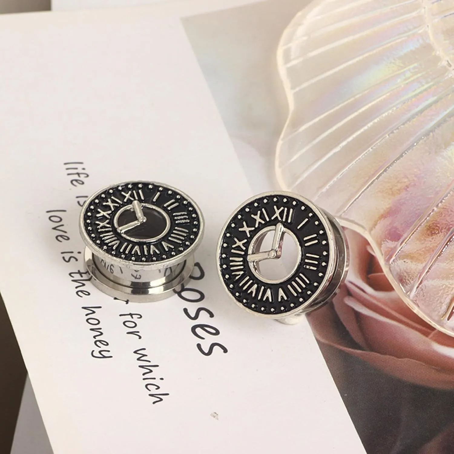 Silver Ear Plugs Jewelry, Screw Gauge Stretching Kit Plugs Stainless Steel Unique Tunnels Ear Piercing Jewelry