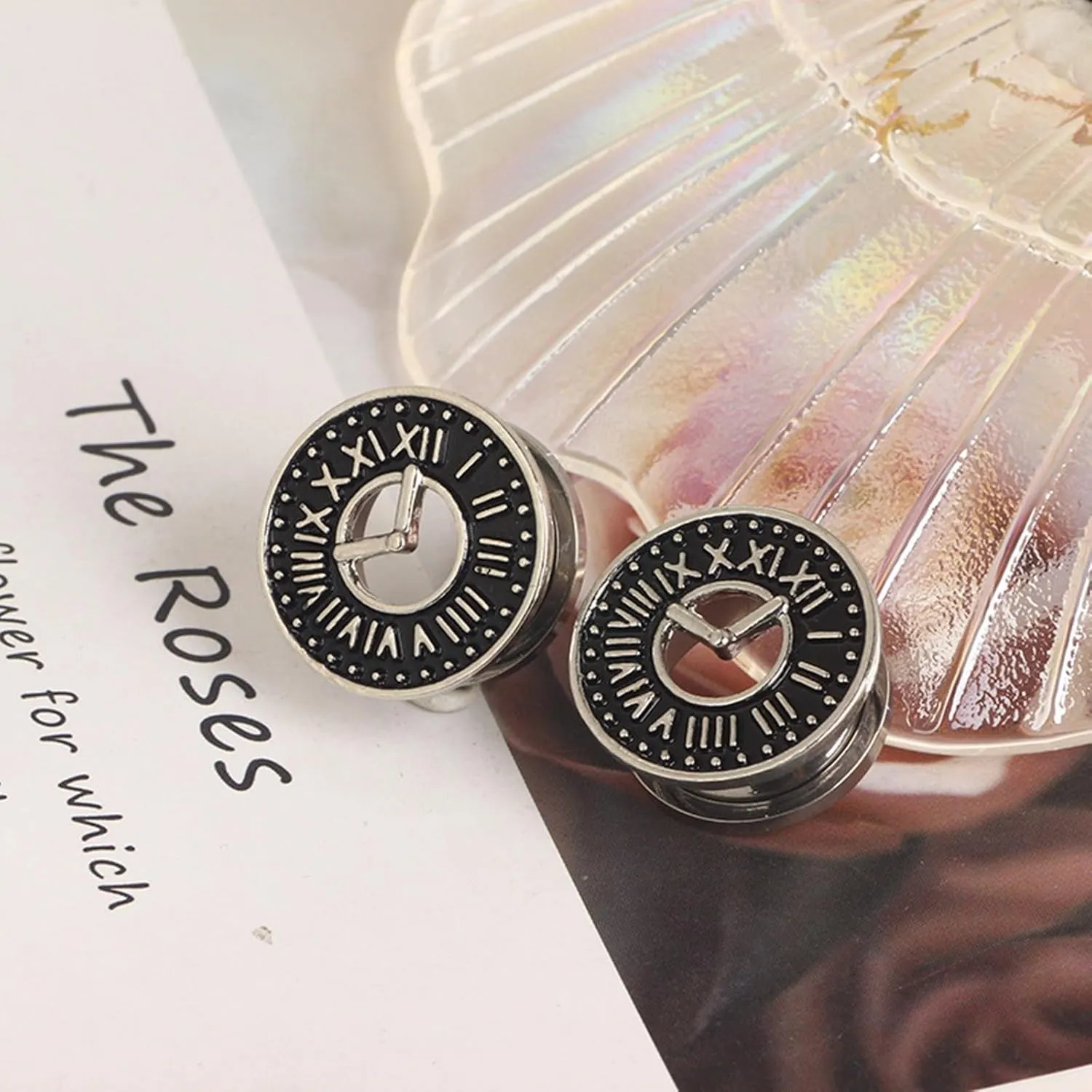 Silver Ear Plugs Jewelry, Screw Gauge Stretching Kit Plugs Stainless Steel Unique Tunnels Ear Piercing Jewelry