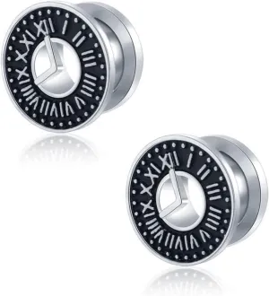 Silver Ear Plugs Jewelry, Screw Gauge Stretching Kit Plugs Stainless Steel Unique Tunnels Ear Piercing Jewelry