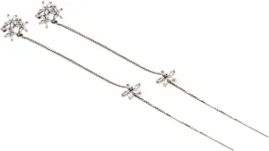 Silver Moissanite Ear Cuff | Statement Marquise Flower Stud | Unique Non Piercing Design for Women