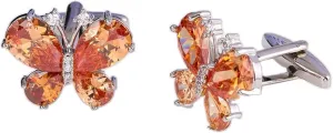 Silver new copper material high-grade fashion yellow butterfly style French shirt men's cufflinks