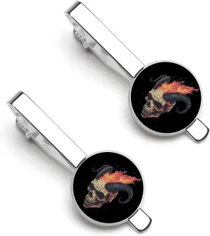 Skull Goat Men's Tie Clip Tie Bar Round Tie Clasp Classic Tie Tack Pins Jewelry Accessories