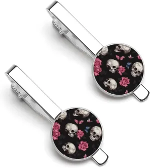 Skull Rose Butterfly Tie Clip Classic Necktie Bar Pinch Clothing Accessories for Wedding Party Business