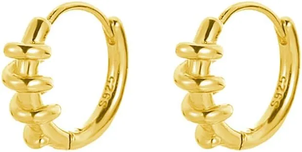 SLUYNZ 925 Sterling Silver Twist Hoop Earrings for Women Huggie Minimalist Punk Earrings