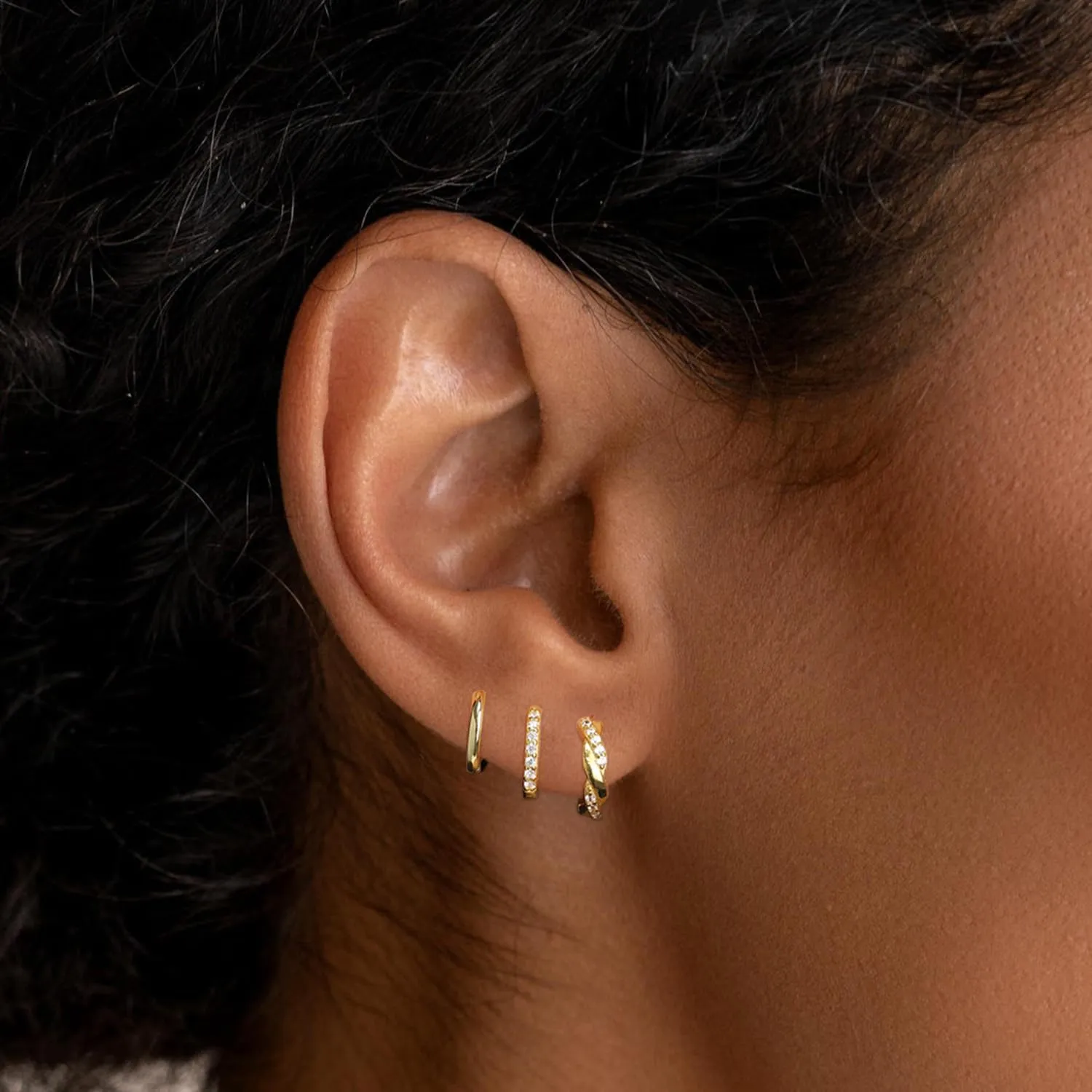 Small Gold Hoop Earrings Set for Women, 14K Gold Plated Stack Hypoallergenic Huggie Hoop Earrings for Women Trendy Dainty Cartilage Cubic Zirconia Earrings Multiple Piercing Jewelry Gifts