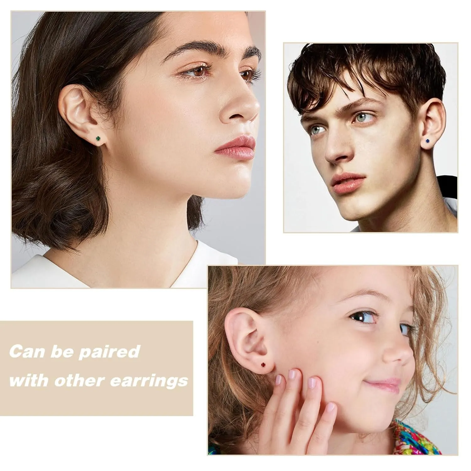 Small Gold Stud Flat Back Earrings for Women Girls, 14K Gold Plated Cubic Zirconia Screw Back Tiny Earrings, Hypoallergenic Flatback Dainty Cartilage Earring Jewelry Gifts for Teen Men(Red Garnet)