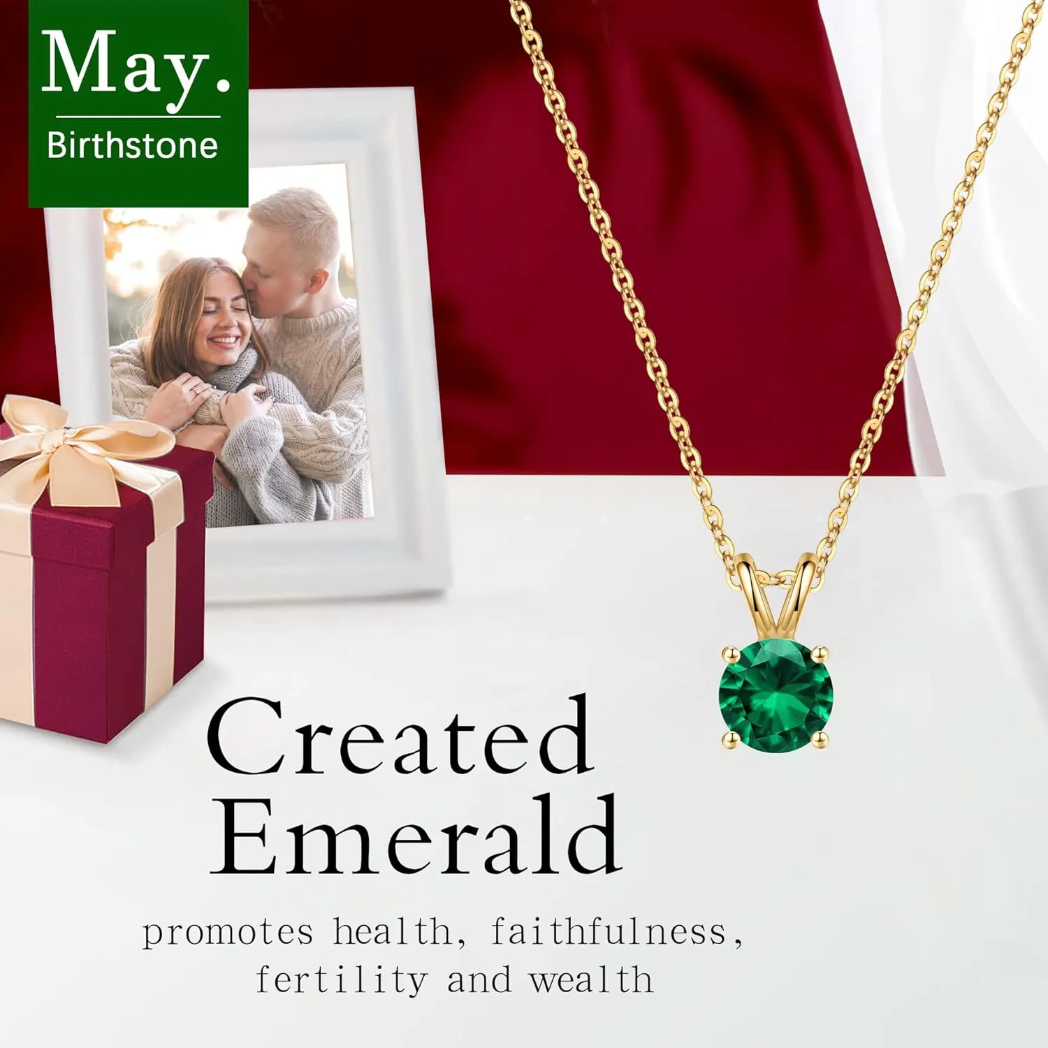 SMILEST Birthstone Necklace for Women Mom Wife, 1ct Sparkle Round Cut Birthstone Pendant 18K White Yellow Rose Gold Plated 925 Sterling Silver Birthstone Gifts for Women Mom Wife Friend