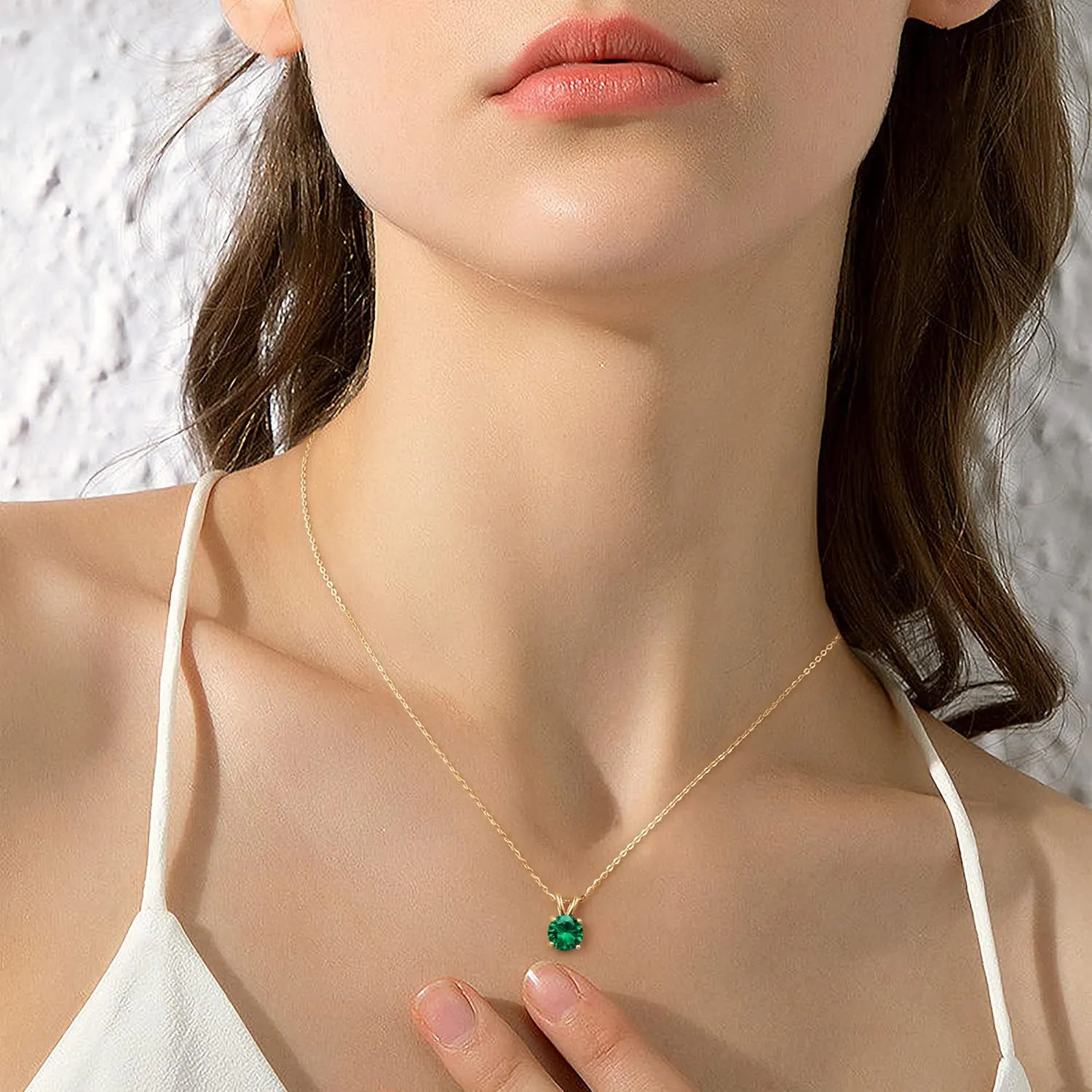 SMILEST Birthstone Necklace for Women Mom Wife, 1ct Sparkle Round Cut Birthstone Pendant 18K White Yellow Rose Gold Plated 925 Sterling Silver Birthstone Gifts for Women Mom Wife Friend