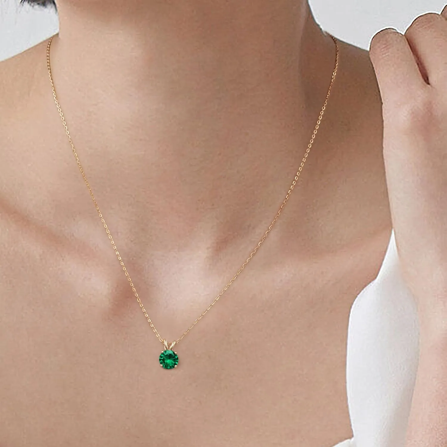 SMILEST Birthstone Necklace for Women Mom Wife, 1ct Sparkle Round Cut Birthstone Pendant 18K White Yellow Rose Gold Plated 925 Sterling Silver Birthstone Gifts for Women Mom Wife Friend