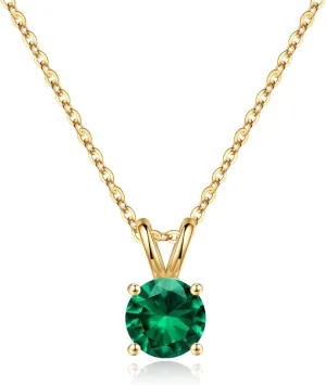 SMILEST Birthstone Necklace for Women Mom Wife, 1ct Sparkle Round Cut Birthstone Pendant 18K White Yellow Rose Gold Plated 925 Sterling Silver Birthstone Gifts for Women Mom Wife Friend