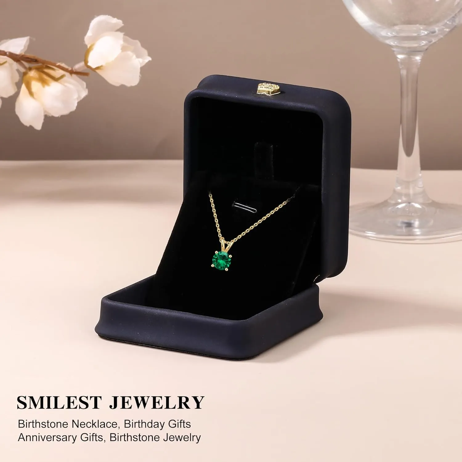 SMILEST Birthstone Necklace for Women Mom Wife, 1ct Sparkle Round Cut Birthstone Pendant 18K White Yellow Rose Gold Plated 925 Sterling Silver Birthstone Gifts for Women Mom Wife Friend