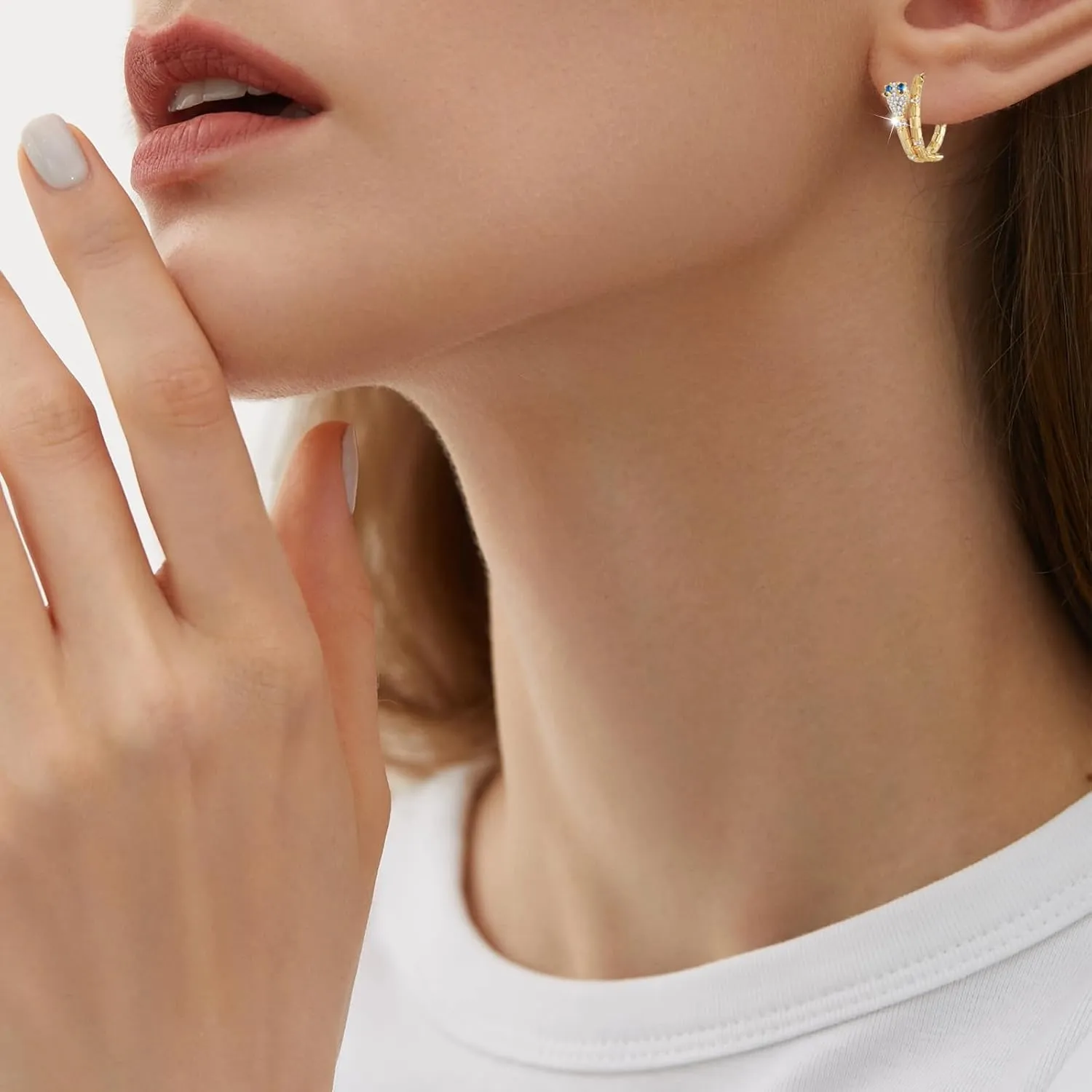 Snake Earrings for Women, 18K Gold Plated Boho Snake Hoop Earrings, Cubic Zirconia Dangle Earrings, Hypoallergenic Hoop Earring Gifts for Her
