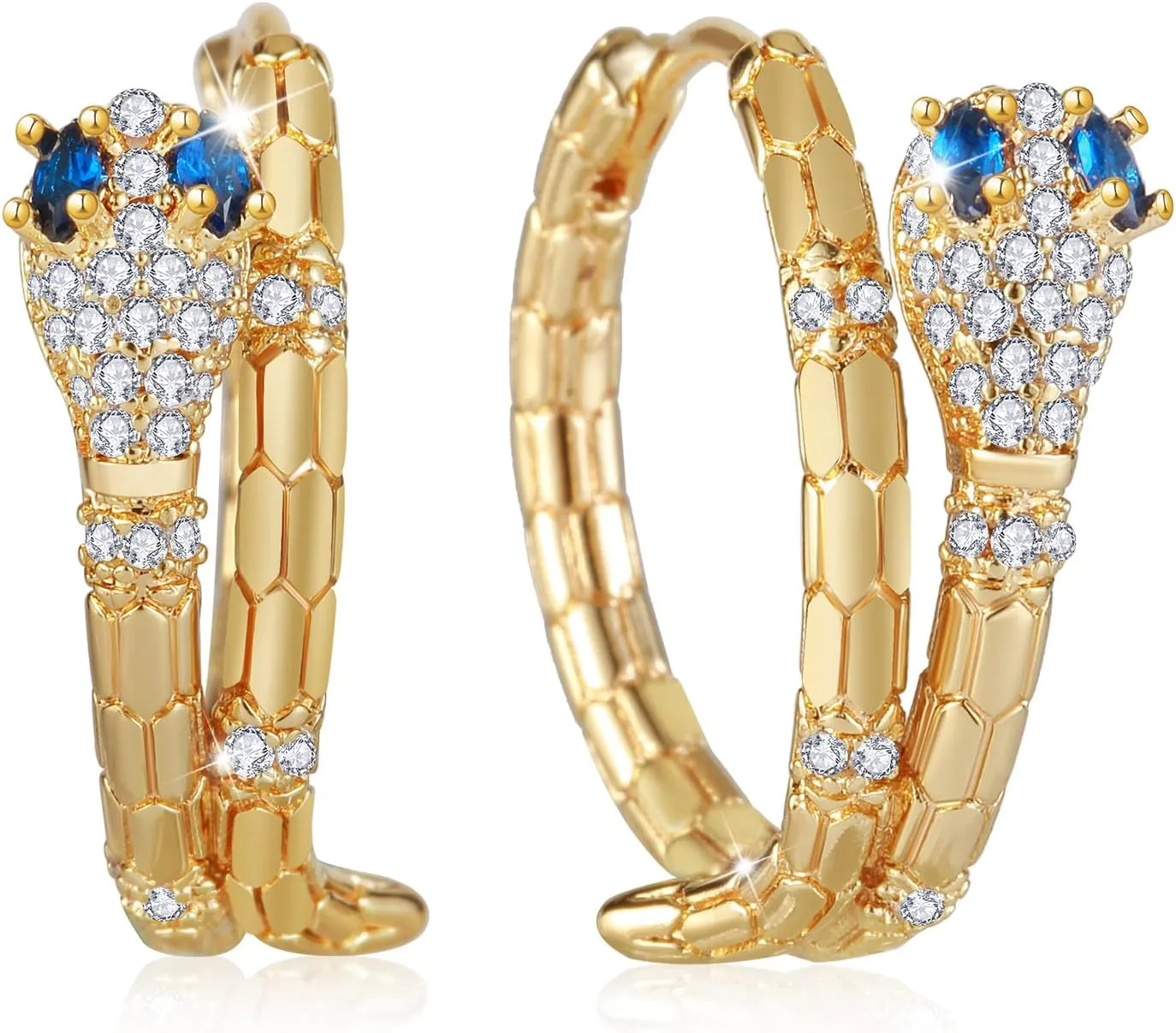 Snake Earrings for Women, 18K Gold Plated Boho Snake Hoop Earrings, Cubic Zirconia Dangle Earrings, Hypoallergenic Hoop Earring Gifts for Her