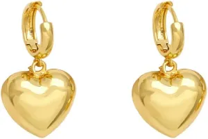 Solid Heart Drop Dangle Earrings for Women 18K Gold Plated Love Hearts Small Huggie Hoops Earring Minimalist Valentine's Day Birthday Jewelry Gifts