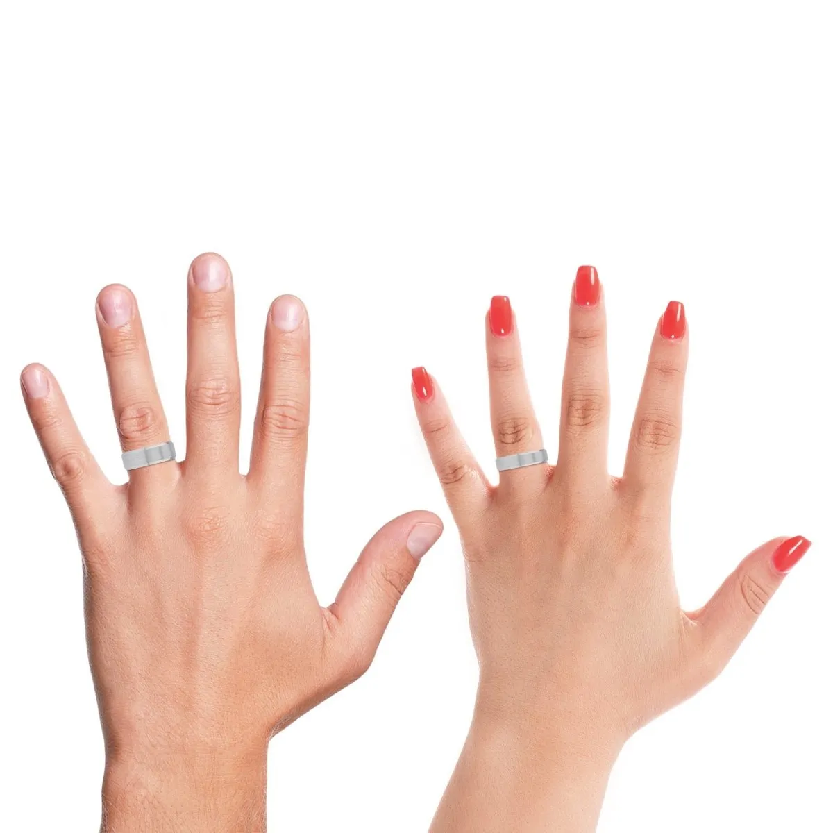 SPARK | Red Ring, Silver Tungsten Ring, Brushed, Beveled