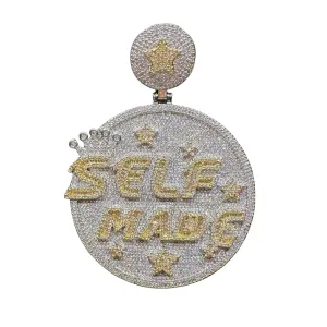 Ssjewel Stunning Icedout Custom Letter Disc Pendant Hip Hop Customizable Name Year Logo Circle Pendant Necklace Charm For Men 14K Gold Plated 925 Sterling Silver Handmade Bling Rapper Pendant Jewelry