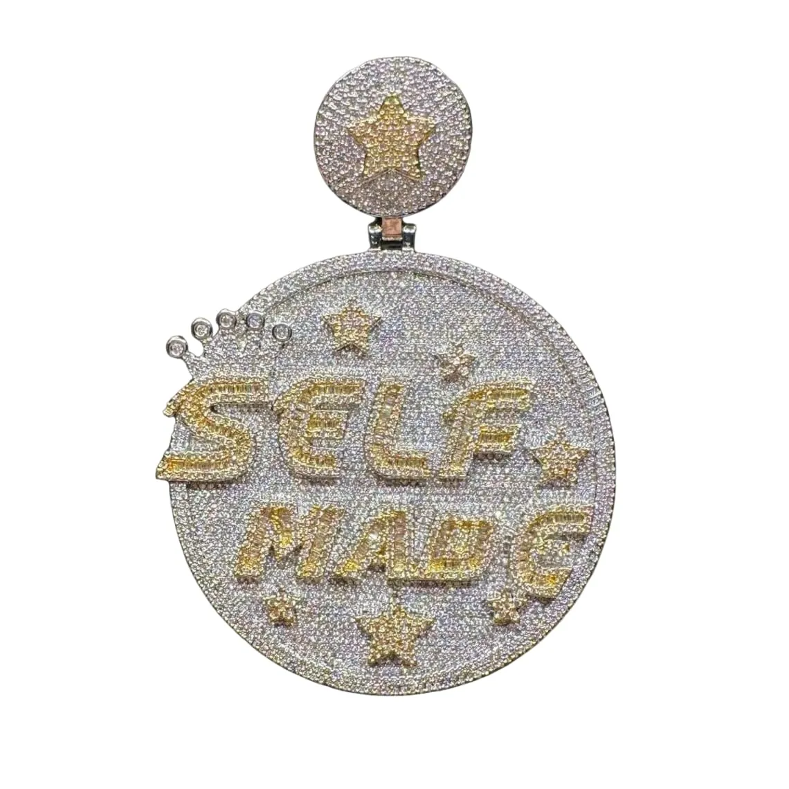 Ssjewel Stunning Icedout Custom Letter Disc Pendant Hip Hop Customizable Name Year Logo Circle Pendant Necklace Charm For Men 14K Gold Plated 925 Sterling Silver Handmade Bling Rapper Pendant Jewelry