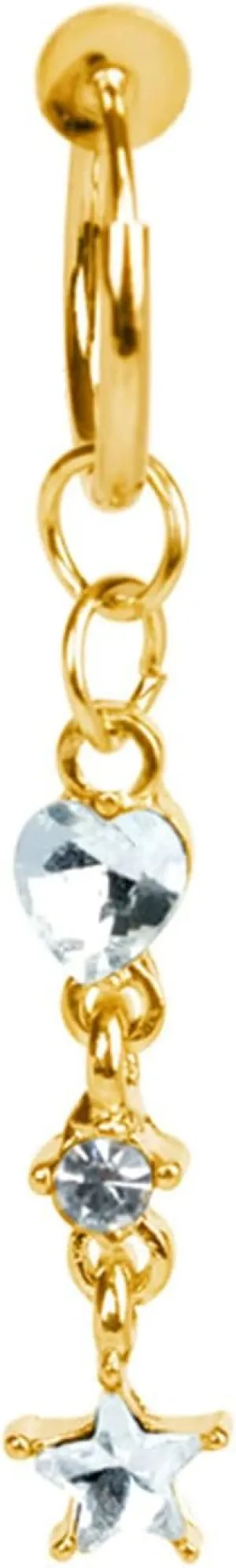 Stainless Steel Navel Ring, CZ Silver Navel Rings for Women Heart Star Gold Navel Rings