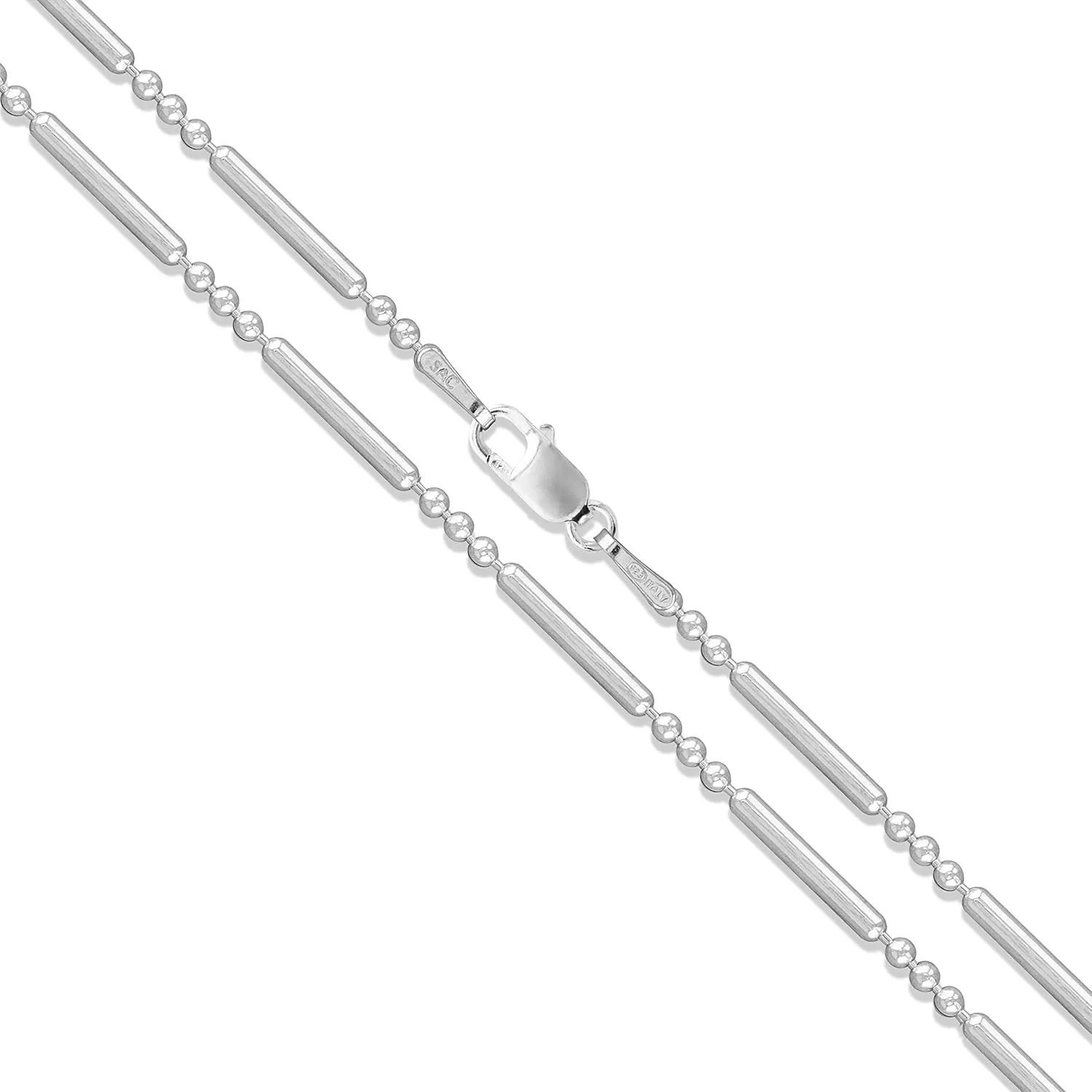 Sterling Silver Ball Bead Bar Chain 1.5mm Solid 925 Italy Unique Necklace