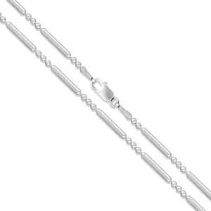 Sterling Silver Ball Bead Bar Chain 1.5mm Solid 925 Italy Unique Necklace