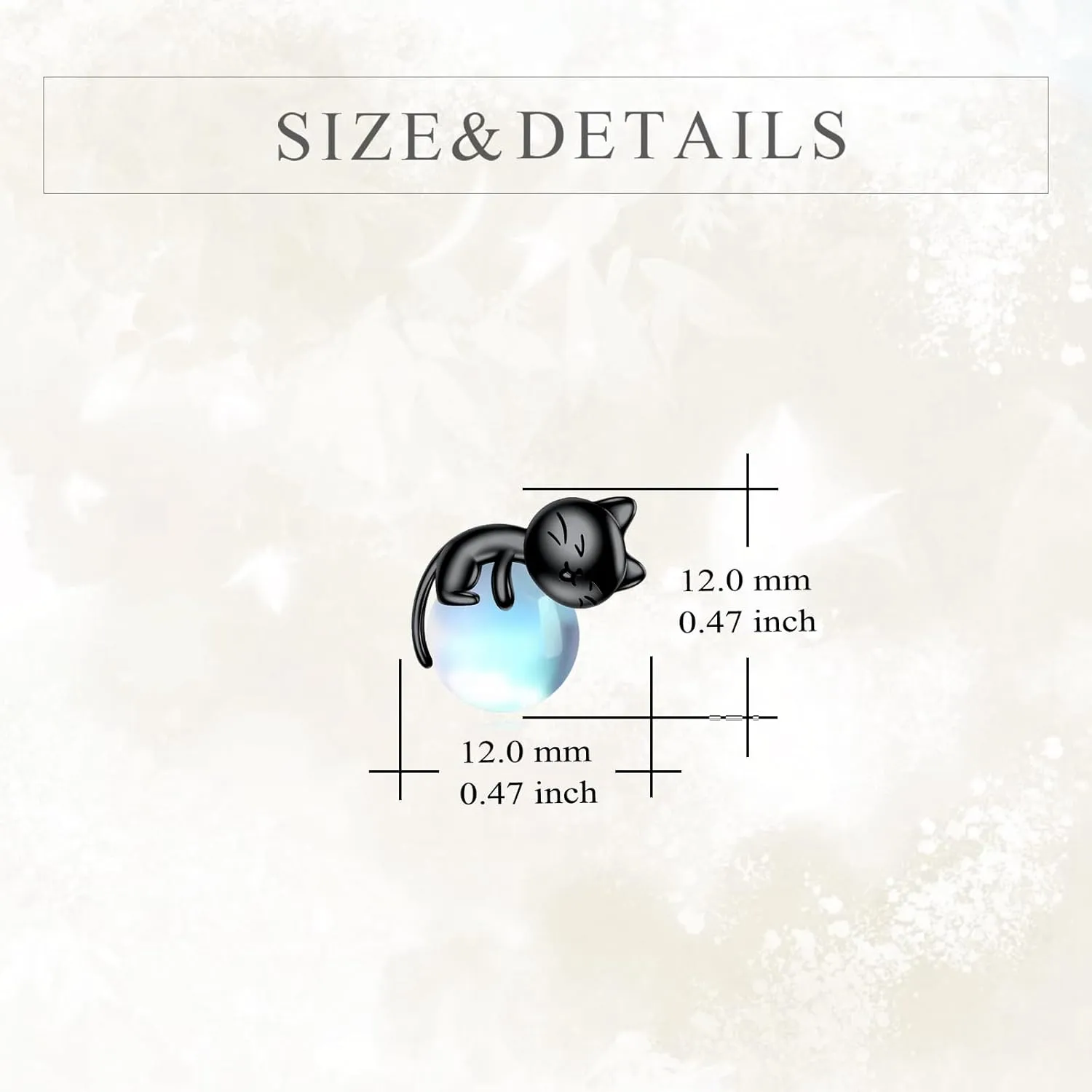 Sterling Silver Birthstone Black Cat Stud Earrings - Cat Birthstone Earrings for Women's Birthday Gift