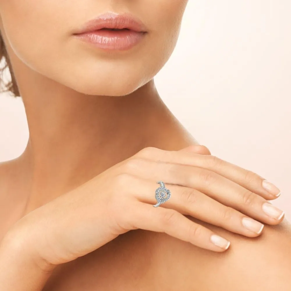 Sterling Silver Dancing Round Love Knot AAA Cubic Zirconia Ring