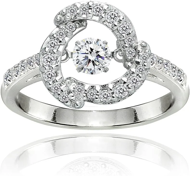 Sterling Silver Dancing Round Love Knot AAA Cubic Zirconia Ring