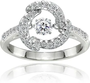 Sterling Silver Dancing Round Love Knot AAA Cubic Zirconia Ring