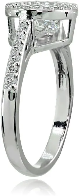 Sterling Silver Dancing Round Love Knot AAA Cubic Zirconia Ring
