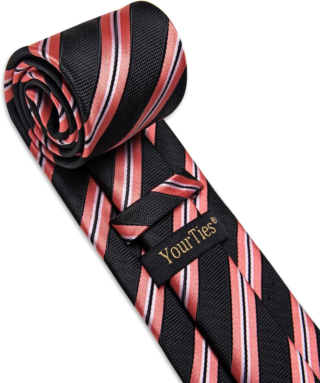 Striped Ties for Men Classic Woven Silk Necktie with Handkerchief Cufflinks Set Formal Business Party Wedding