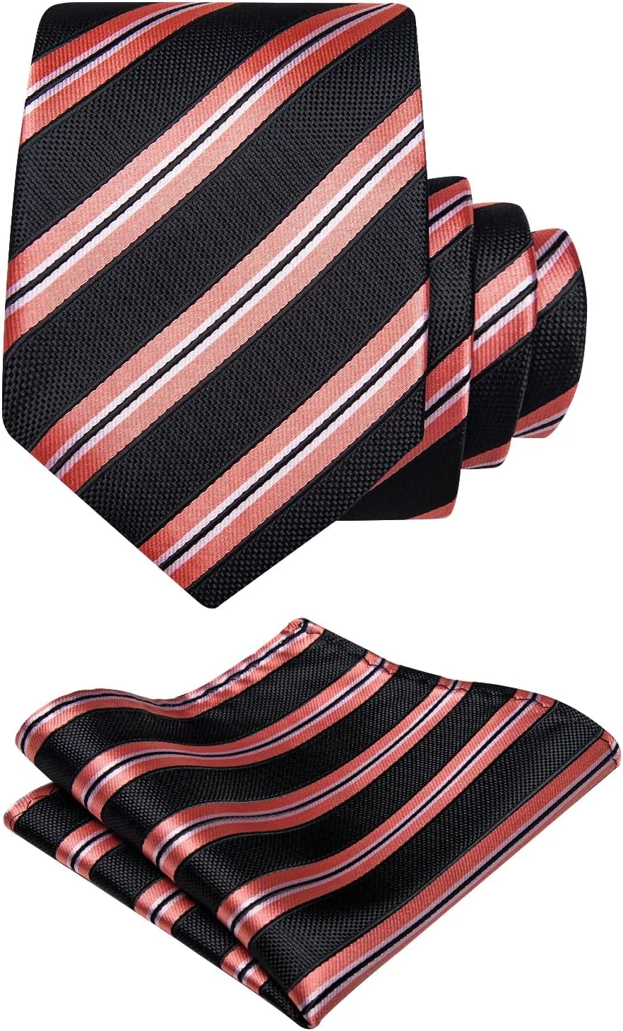 Striped Ties for Men Classic Woven Silk Necktie with Handkerchief Cufflinks Set Formal Business Party Wedding